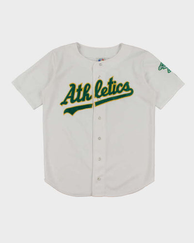 Vintage 90s Athletics White and Green Sports Jersey - XL