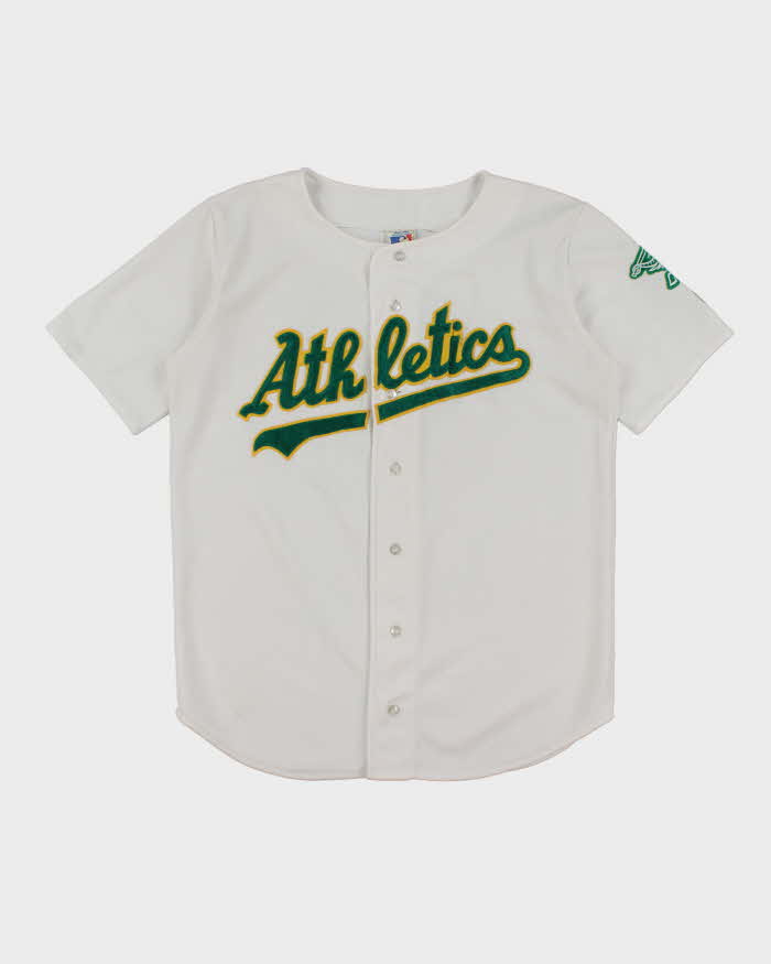 Vintage 90s Athletics White and Green Sports Jersey - XL