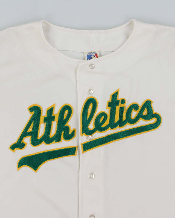 Vintage 90s Athletics White and Green Sports Jersey - XL