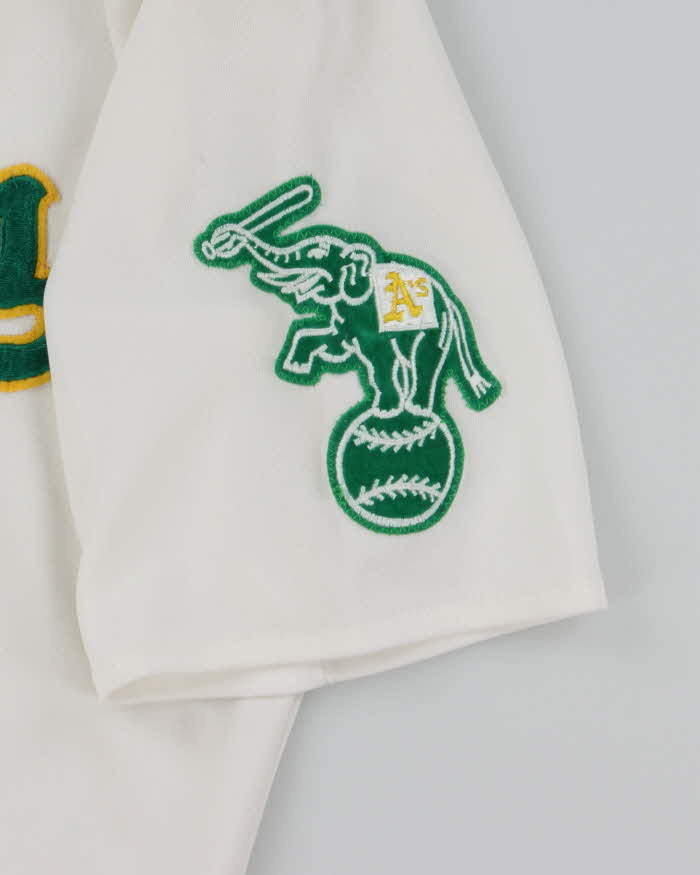 Vintage 90s Athletics White and Green Sports Jersey - XL
