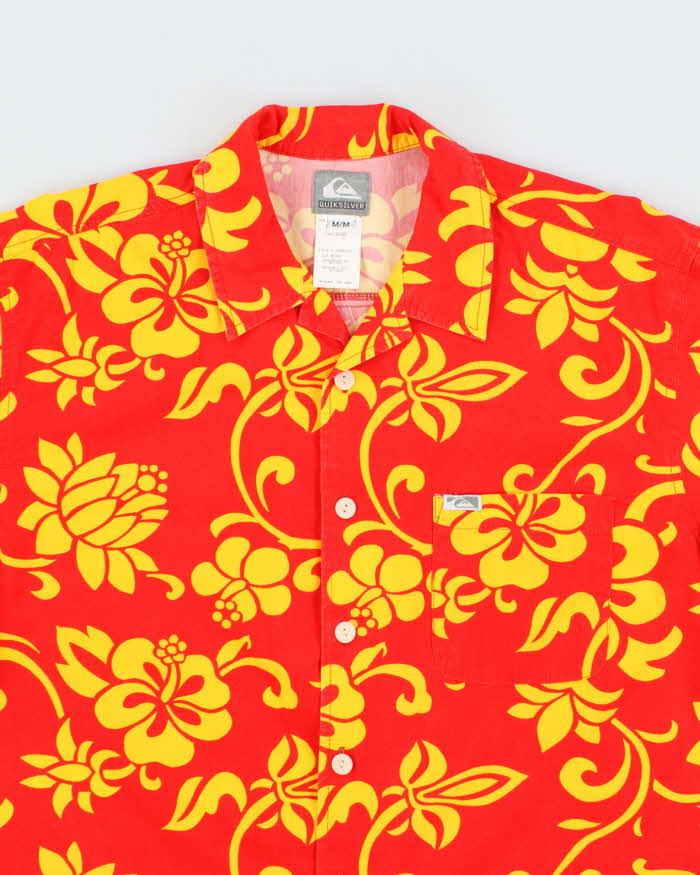 Vintage Y2K Quiksilver Floral Print Hawaiian Shirt - M