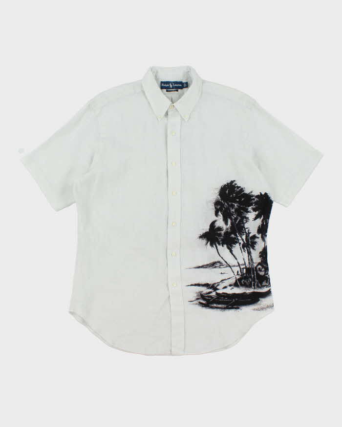 Vintage 2000's Ralph Lauren Palm Tree Printed Short Sleeve Shirt - L