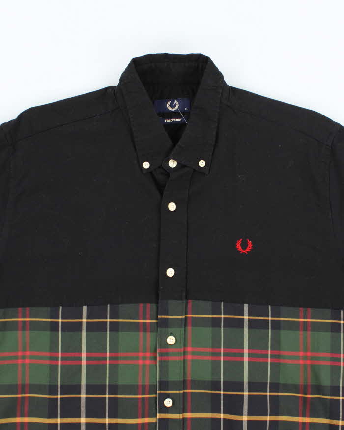 Vintage Fred Perry Two Tone Green Tartan Button Up Shirt - XL