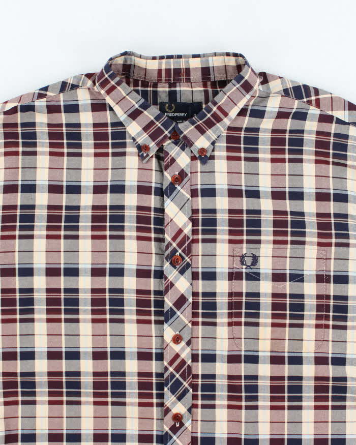 Vintage Fred Perry Small Crest Striped Button Up Shirt - XL