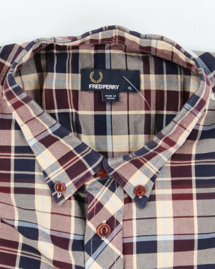 Vintage Fred Perry Small Crest Striped Button Up Shirt - XL