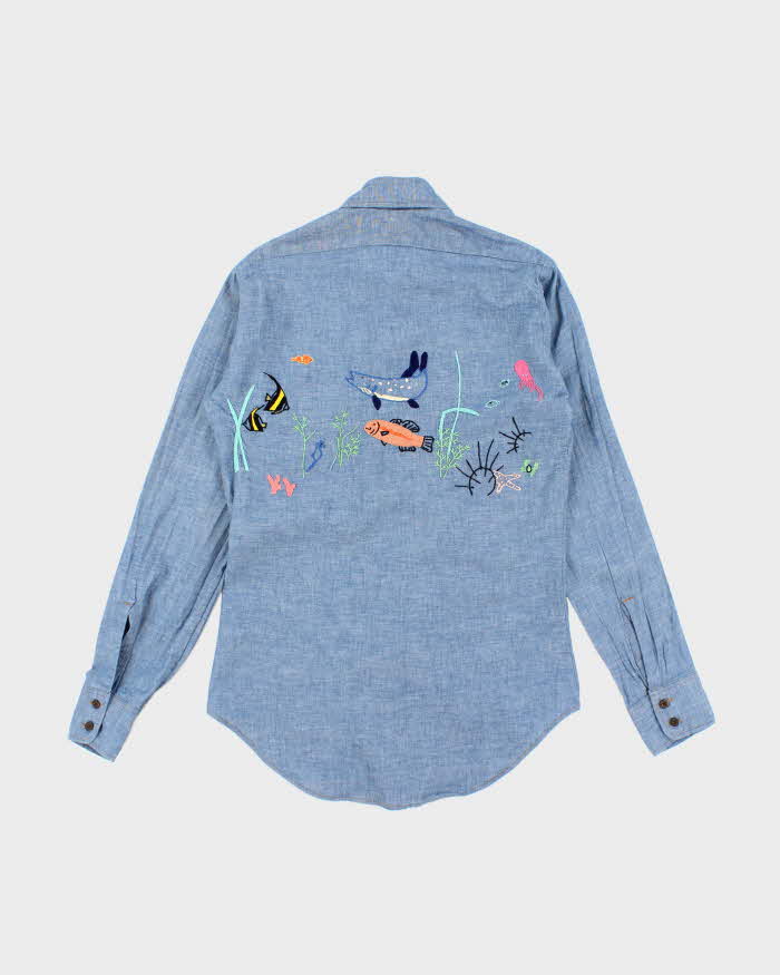 Vintage 90's Levi's Orange Tab Embroidered Denim Shirt - S