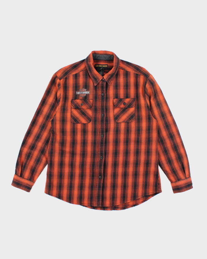 Vintage Y2K Harley Davidson Embroidered Flannel Shirt - L