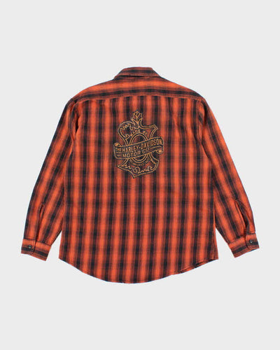 Vintage Y2K Harley Davidson Embroidered Flannel Shirt - L