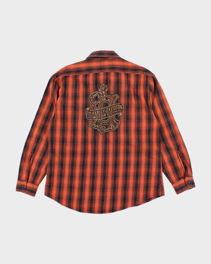 Vintage Y2K Harley Davidson Embroidered Flannel Shirt - L