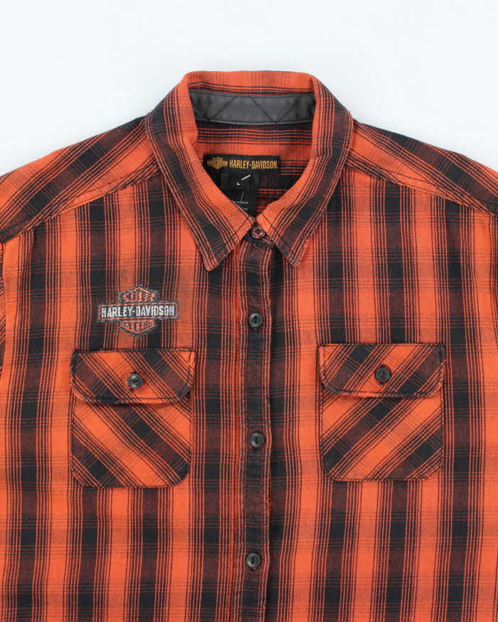 Vintage Y2K Harley Davidson Embroidered Flannel Shirt - L