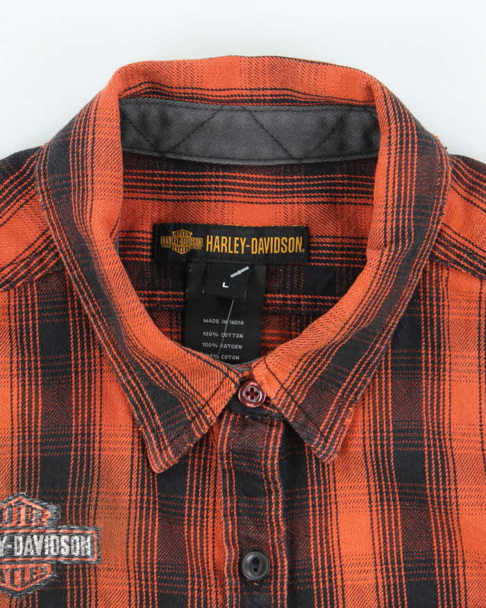 Vintage Y2K Harley Davidson Embroidered Flannel Shirt - L
