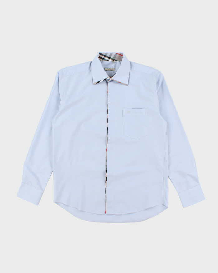 Vintage 2000's Burberry Nova Check Collar Plain Shirt - L