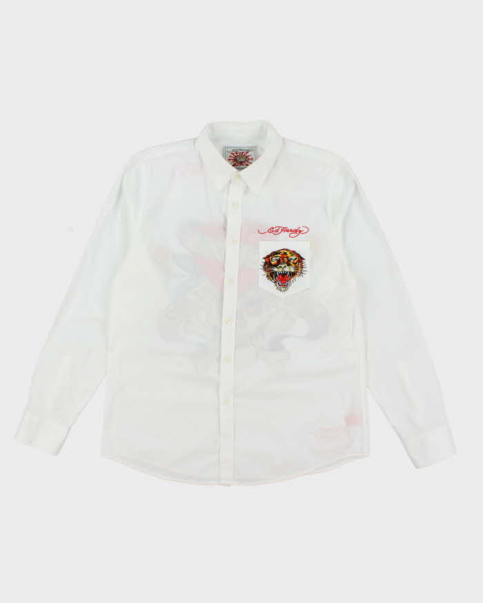 Vintage Y2K Ed Hardy Graphic Print Long-sleeved Shirt - L