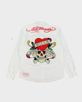 Vintage Y2K Ed Hardy Graphic Print Long-sleeved Shirt - L