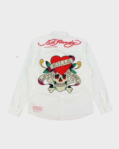 Vintage Y2K Ed Hardy Graphic Print Long-sleeved Shirt - L