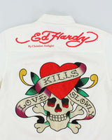 Vintage Y2K Ed Hardy Graphic Print Long-sleeved Shirt - L