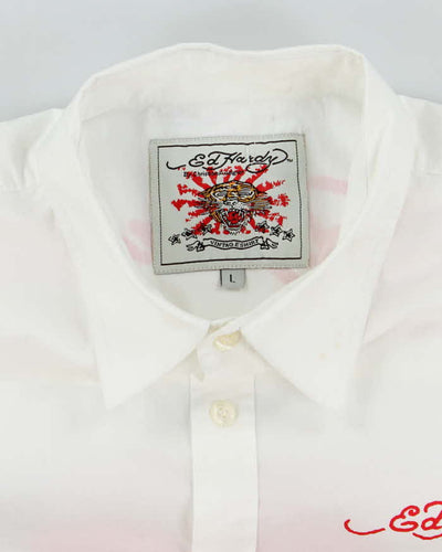 Vintage Y2K Ed Hardy Graphic Print Long-sleeved Shirt - L