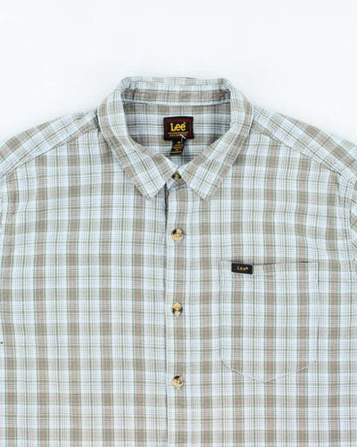 Vintage 90's Lee Striped Short Sleeve Button Up Shirt - XL