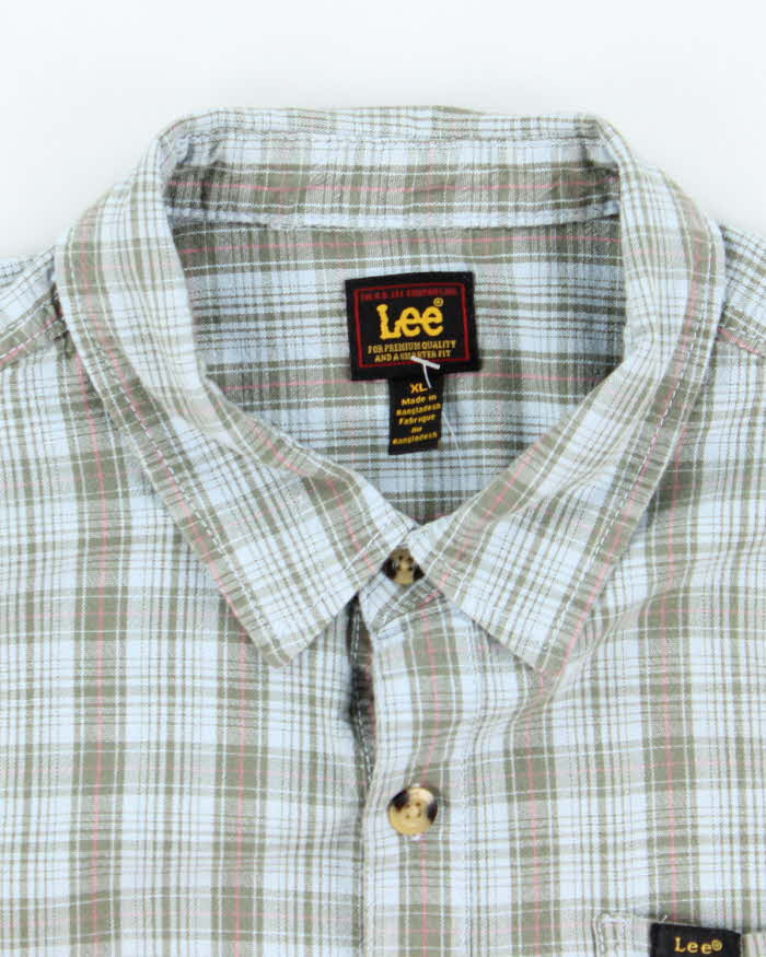 Vintage 90's Lee Striped Short Sleeve Button Up Shirt - XL