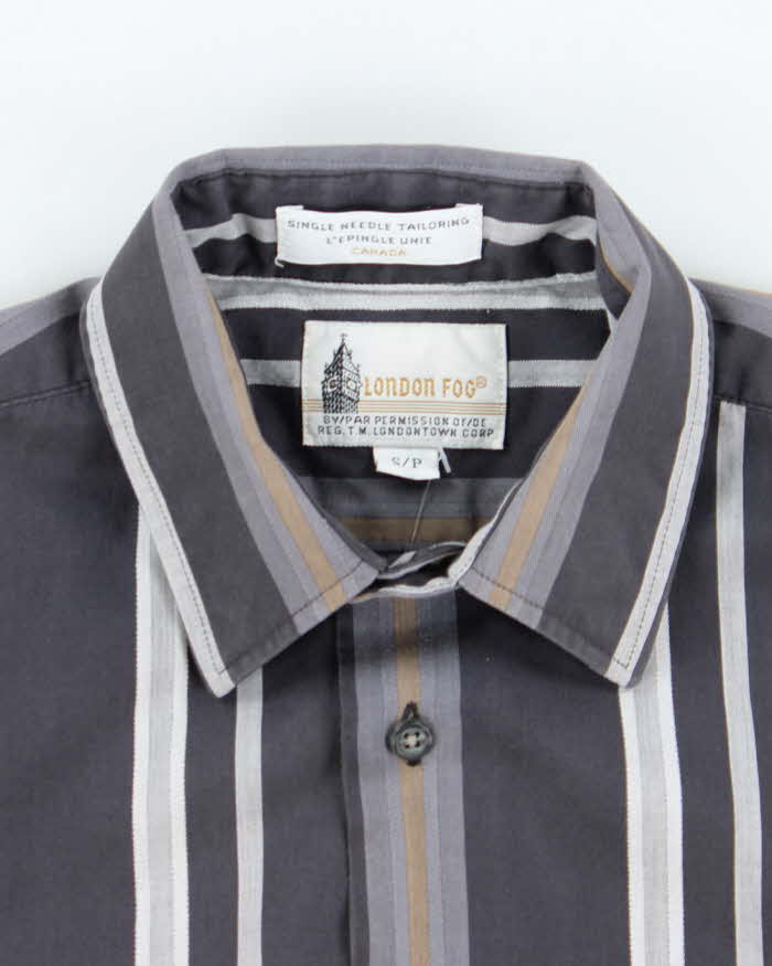 Vintage 90's London Fog Striped Short Sleeve Shirt - S