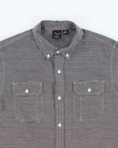 Vintage Y2K Burnside Fine Striped Short Sleeve Shirt - M