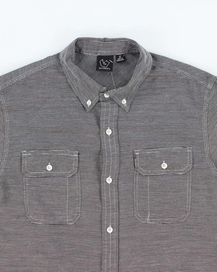 Vintage Y2K Burnside Fine Striped Short Sleeve Shirt - M
