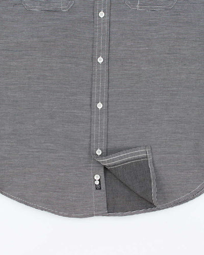 Vintage Y2K Burnside Fine Striped Short Sleeve Shirt - M