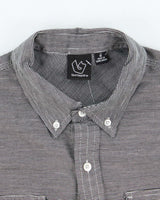 Vintage Y2K Burnside Fine Striped Short Sleeve Shirt - M