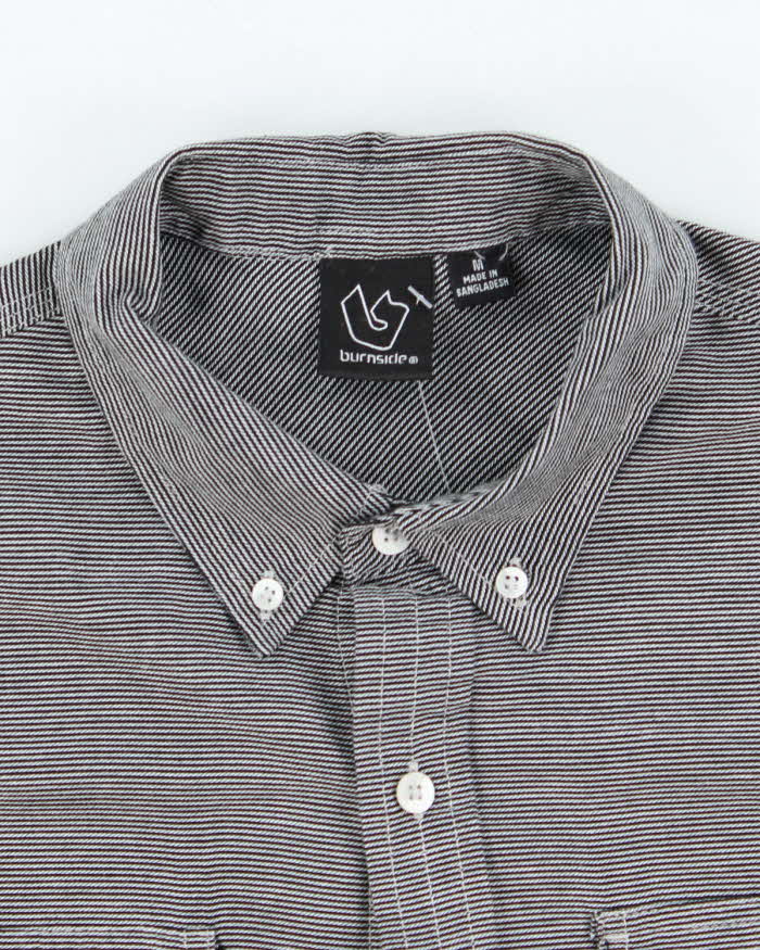 Vintage Y2K Burnside Fine Striped Short Sleeve Shirt - M