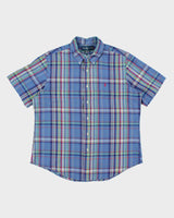 Vintage Ralph Lauren Striped Multi Coloured Short Sleeve Shirt - XL