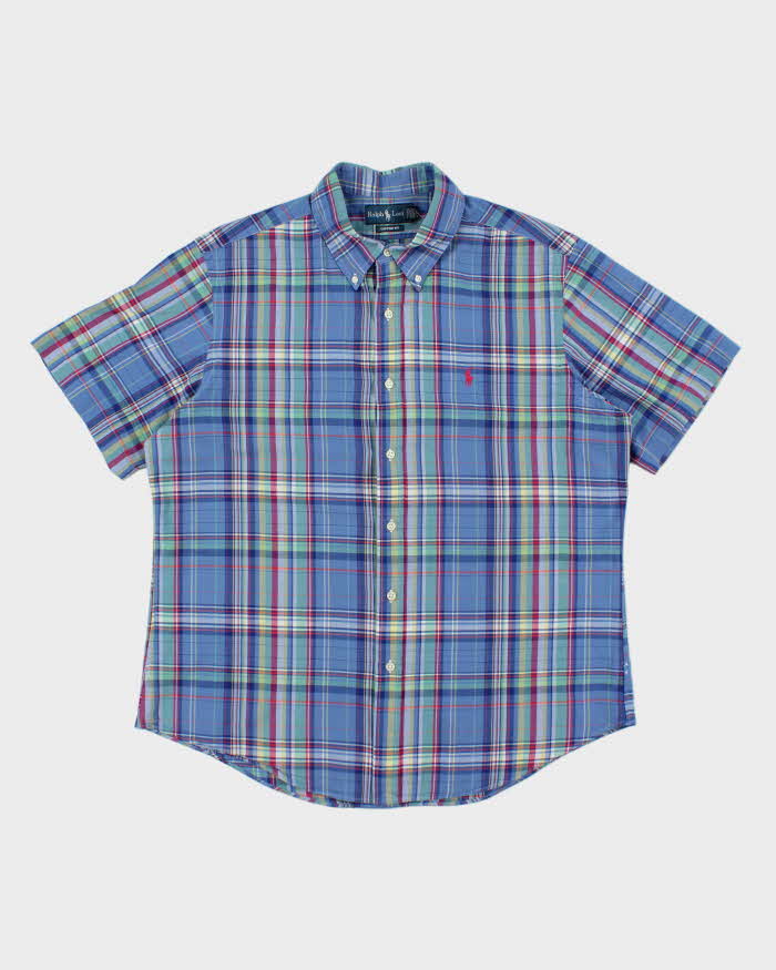 Vintage Ralph Lauren Striped Multi Coloured Short Sleeve Shirt - XL