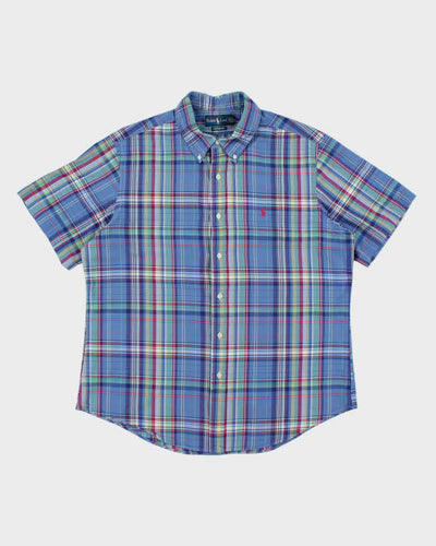 Vintage Ralph Lauren Striped Multi Coloured Short Sleeve Shirt - XL