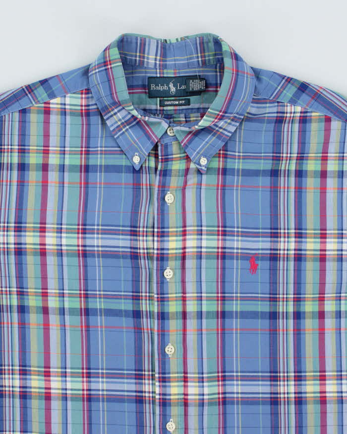 Vintage Ralph Lauren Striped Multi Coloured Short Sleeve Shirt - XL