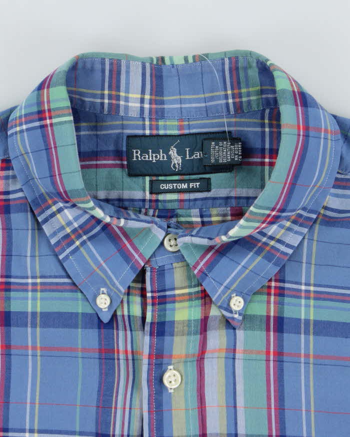 Vintage Ralph Lauren Striped Multi Coloured Short Sleeve Shirt - XL