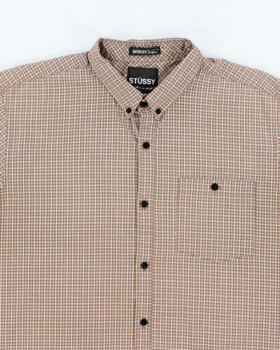 Vintage Y2K Stussy Check Patterned Short Sleeve Shirt - L