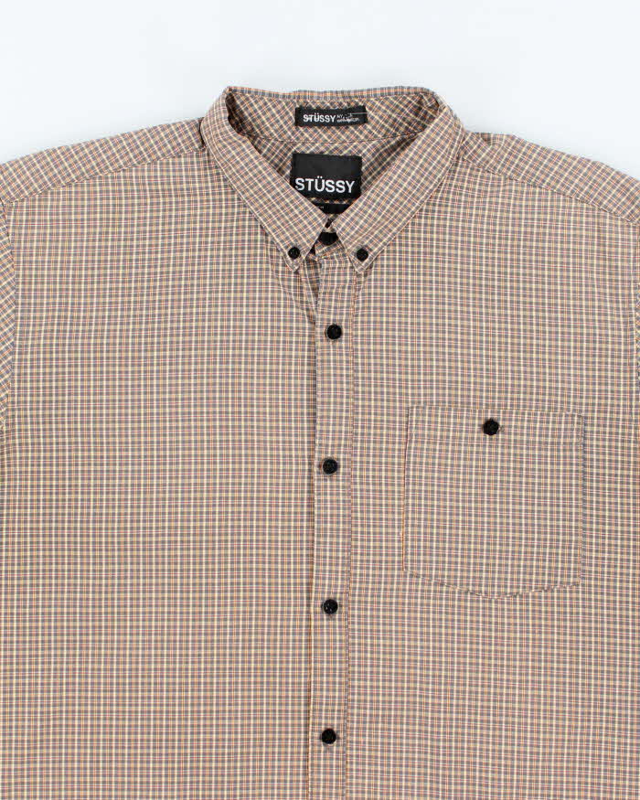 Vintage Y2K Stussy Check Patterned Short Sleeve Shirt - L