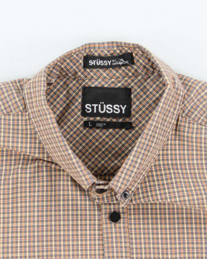 Vintage Y2K Stussy Check Patterned Short Sleeve Shirt - L
