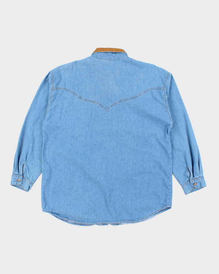 Vintage 90's Beads Beautiful Denim Western Style Long Sleeve Shirt - XL