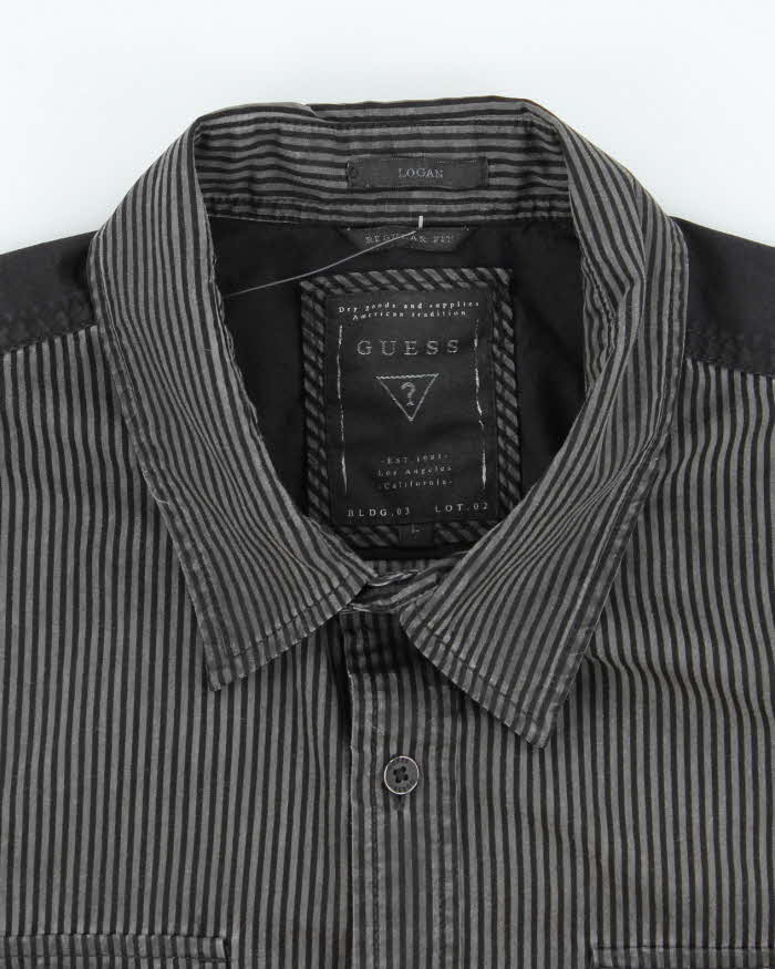 Vintage Y2k 00s Guess Stripe Long Sleeve Shirt - L