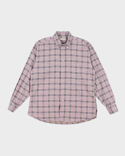 Vintage Burberry Pink Striped Long Sleeve Shirt - L