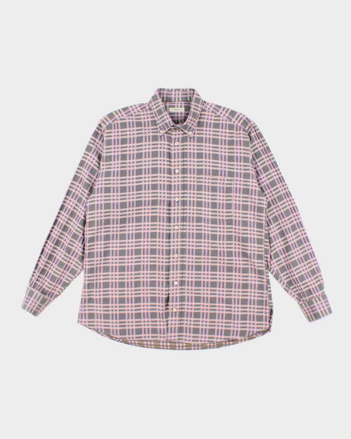 Vintage Burberry Pink Striped Long Sleeve Shirt - L