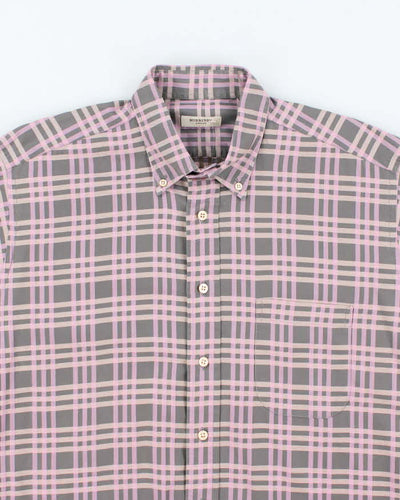 Vintage Burberry Pink Striped Long Sleeve Shirt - L