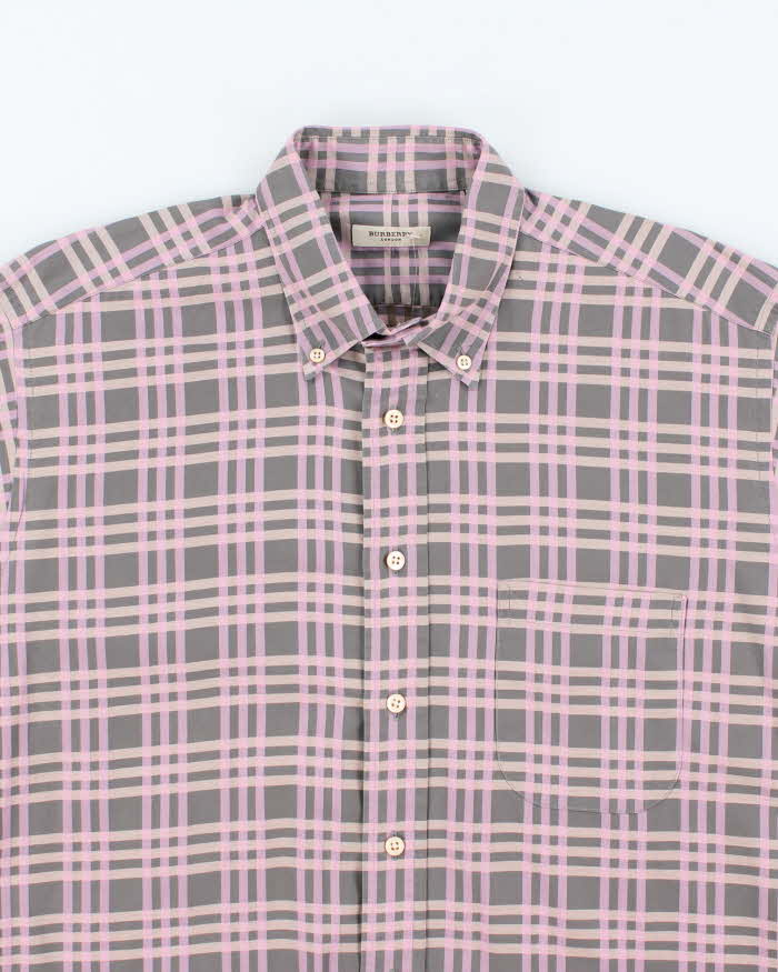 Vintage Burberry Pink Striped Long Sleeve Shirt - L