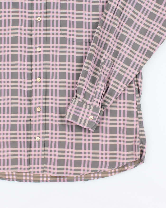 Vintage Burberry Pink Striped Long Sleeve Shirt - L