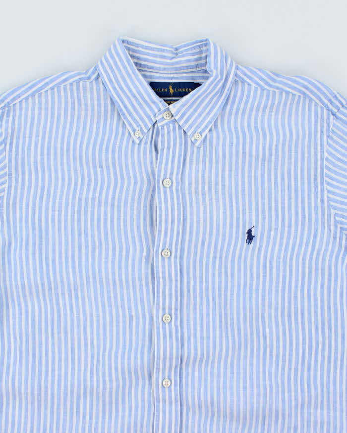 Vintage 2000's Ralph Lauren Ocean Wash Linen Striped Shirt - L – Rokit
