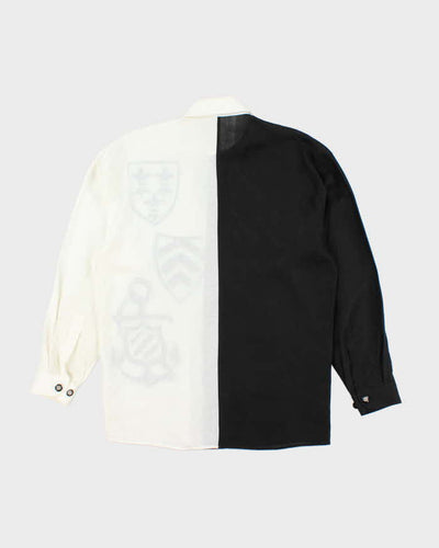 Vintage 90's Byblos Two Tones Embroidered Pattern Long Sleeve Shirt - L