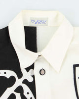 Vintage 90's Byblos Two Tones Embroidered Pattern Long Sleeve Shirt - L