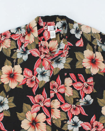 Vintage 90's Modern Image Floral Patterned Silk Hawaiian Shirt - XL