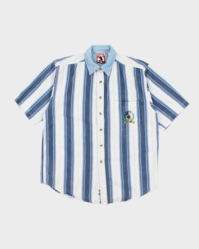 Vintage 90's Disney Embroidered Striped Short Sleeve Shirt - M