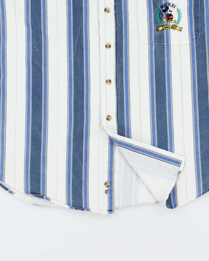 Vintage 90's Disney Embroidered Striped Short Sleeve Shirt - M